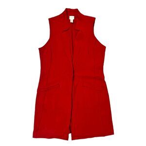 Chicos Long Wool Duster Vest Red Size 0 / Small